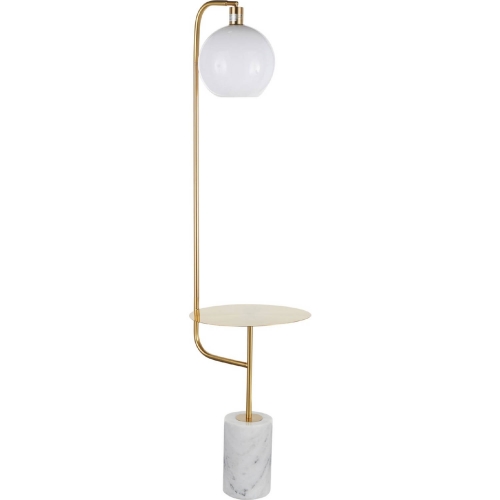 Symbol Floor Lamp & Side Table in White Marble, Gold Metal & White